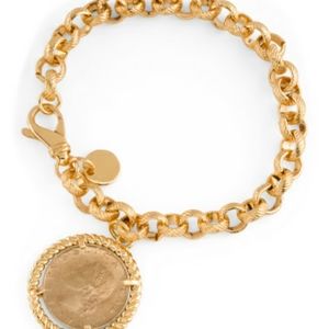 Made In Italy Roman Coin Charm Chain Bracelet